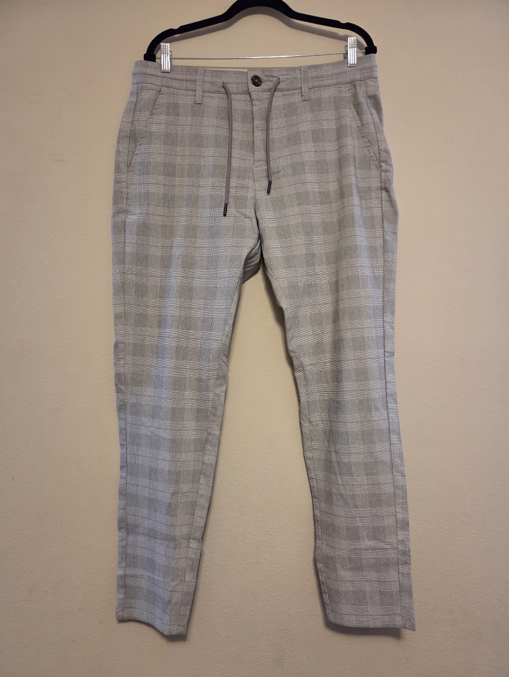 Projek Raw Drawstring Pants 34 Stretch Gray Plaid Check